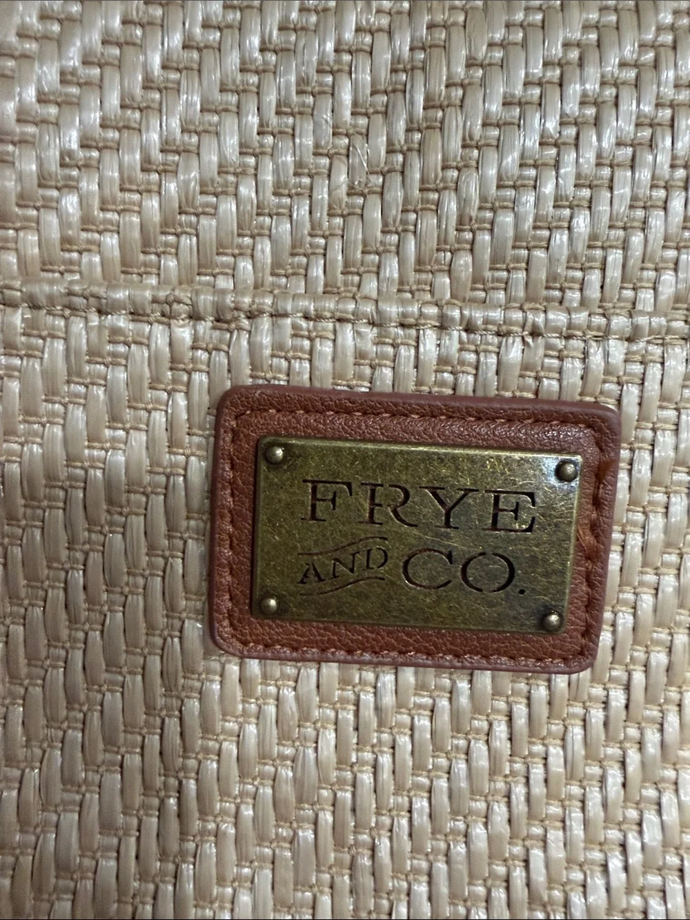 FRYE AND CO. Natural Woven Satchel with Tan Trim